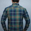 Green & Blue Casual Button Down Check Shirt - Image 3