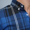 Royal Blue & Black Button Down Casual Check Shirt - Image 2