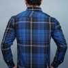 Royal Blue & Black Button Down Casual Check Shirt - Image 3