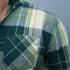 White & Green Casual Button Down Check Shirts - Image 3