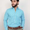 Sky Blue & White Classy Micro Check Formal Shirts - Image 2