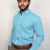 Sky Blue & White Classy Micro Check Formal Shirts - Image 3