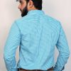 Sky Blue & White Classy Micro Check Formal Shirts - Image 4