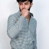 Green & White Premium Micro Check Formal Shirts - Image 3