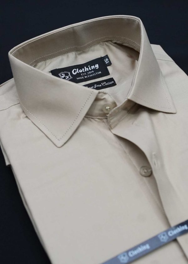 Beige Plain Formal Shirts