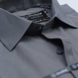 Grey Plain Formal Shirts