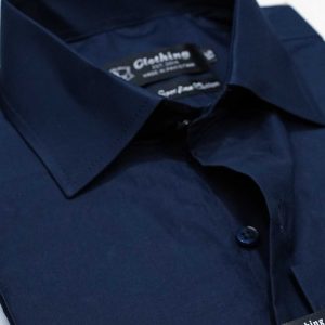Navy Blue Plain Formal Shirts