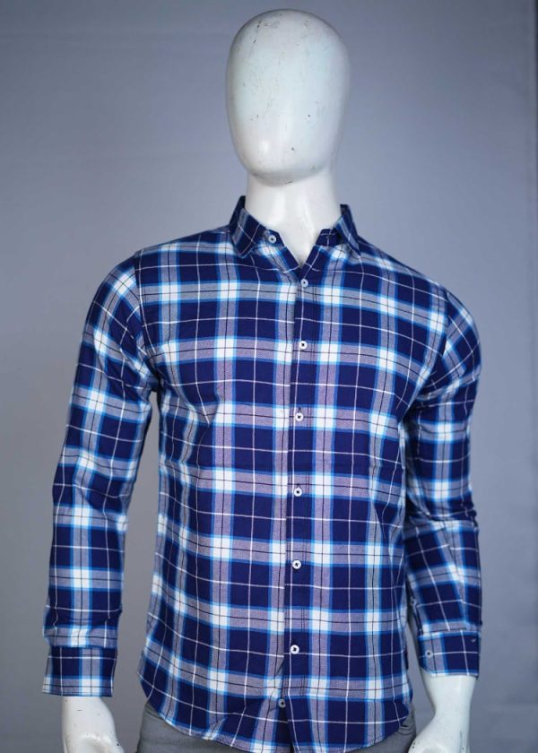 Blue & White Men's Casual Shirts