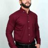 Casual Plan Maroon Button down Shirts - Image 2