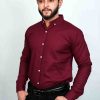 Casual Plan Maroon Button down Shirts - Image 4