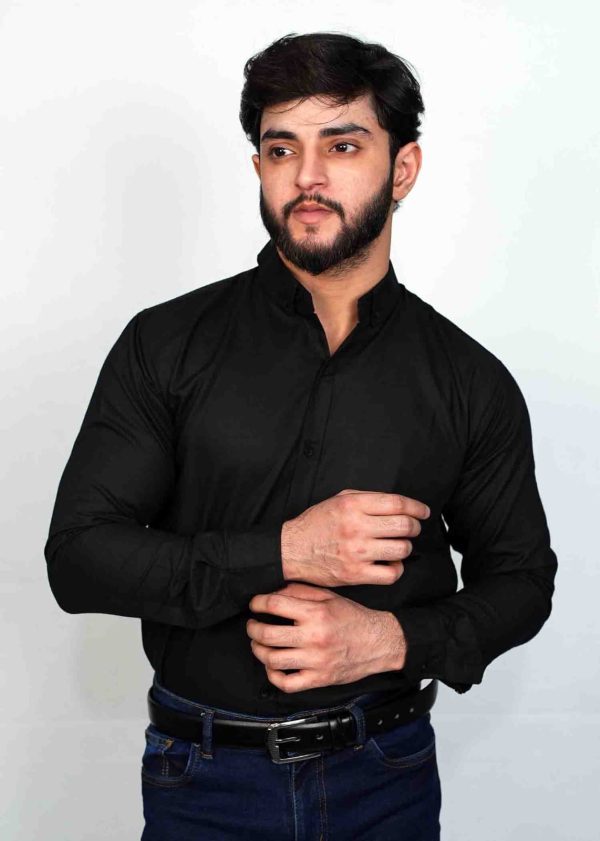 Black Casual Button Down Shirt