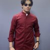 Maroon Sherwani Style Casual Shirts - Image 3