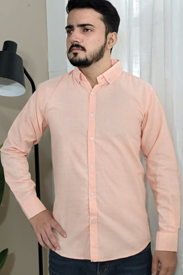 Stylish Peach Casual Plan Shirts